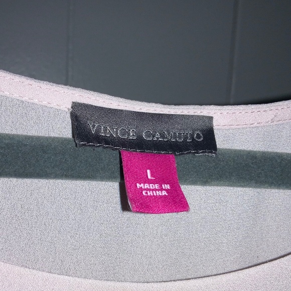 Vince Camuto pale pink blouse Sz L front twist hem long sleeve split bell cuff - Picture 4 of 6